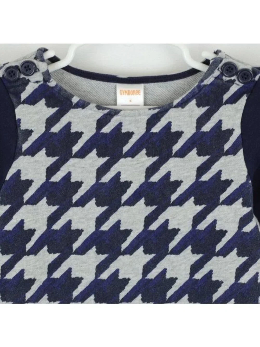 Gymboree Girls Size 4 Blue Gray Houndstooth Crewneck Lightweight Sweatshirt